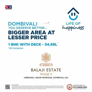 491 sq ft 1 BHK 2T Under Construction property Apartment for sale at Rs 31.03 lacs in Sai Balaji Estate Phase 2 in Dombivali, Mumbai