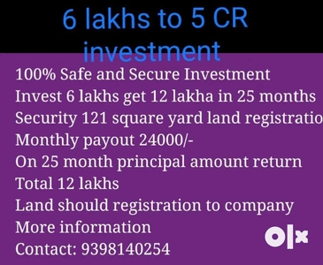 Invest 6 lakhs and get 12 lakhs in 25 months @hyd