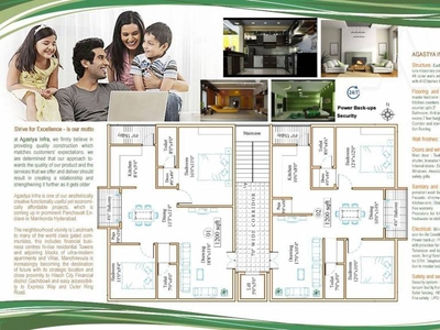 1200 sq ft 2 BHK 2T East facing Apartment for sale at Rs 66.00 lacs in Project in Narsingi, Hyderabad