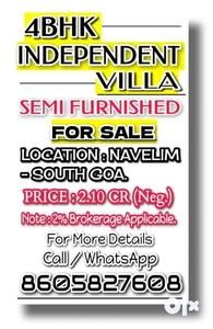 4BHK INDEPENDENT VILLA FOR SALE IN NAVELIM.