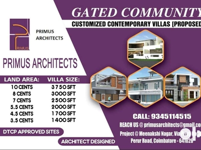 Customised contemporary villas in 10 cents land.