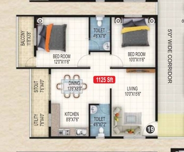 1125 sq ft 2 BHK 2T North facing Under Construction property Apartment for sale at Rs 67.00 lacs in NVR Sunpearl Block B in Kadugodi, Bangalore