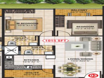 1015 sq ft 2 BHK 2T East facing Apartment for sale at Rs 52.78 lacs in Project in Kasturi Nagar, Bangalore