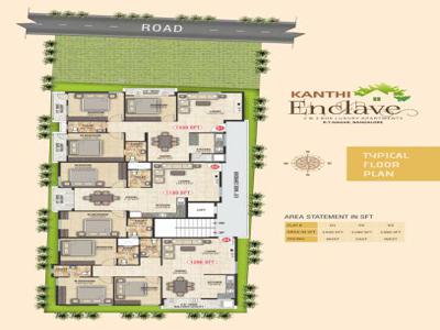 1390 sq ft 3 BHK 3T North facing Completed property Apartment for sale at Rs 95.00 lacs in Project in R T Nagar, Bangalore