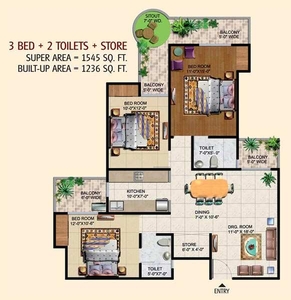 3 BHK Residential Apartment 1236 Sq.ft. for Sale in Sector 74 Noida