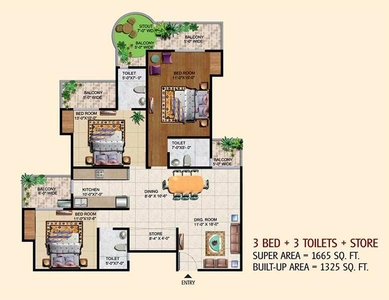 3 BHK Residential Apartment 1325 Sq.ft. for Sale in Sector 74 Noida