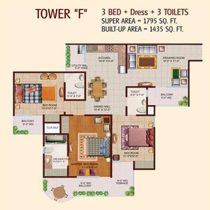 3 BHK Residential Apartment 1435 Sq.ft. for Sale in Sector 74 Noida