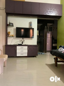 1 BHK Apartment with space saving furniture, efficient kitchen layout.