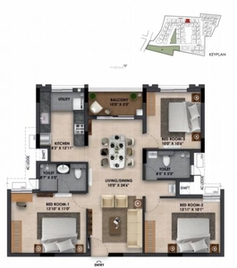 1310 sq ft 3 BHK 2T West facing Apartment for sale at Rs 1.01 crore in Project in Pammal, Chennai