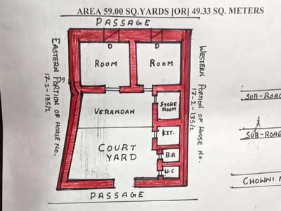 60 gaz independent asbestos house 2 side facing yakutpura