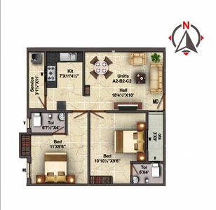 676 sq ft 2 BHK 2T East facing Apartment for sale at Rs 98.79 lacs in Project in Vadapalani, Chennai