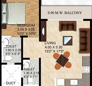 1 BHK Apartment 840 Sq.ft. for Sale in