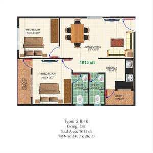 2 BHK Apartment 1015 Sq.ft. for Sale in