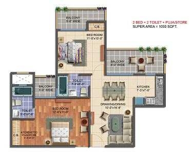 2 BHK Residential Apartment 1050 Sq.ft. for Sale in Sector 1 Greater Noida West
