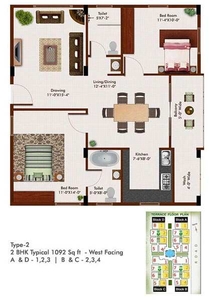 2 BHK Apartment 1092 Sq.ft. for Sale in