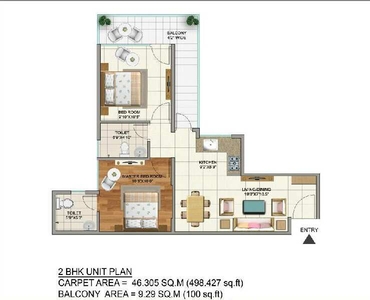 2 BHK Apartment 598 Sq.ft. for Sale in