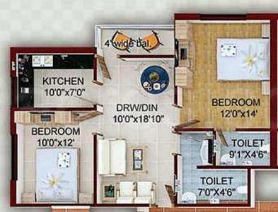 2 BHK Apartment 971 Sq.ft. for Sale in