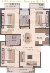 3 BHK Apartment 1365 Sq.ft. for Sale in Sector 116 Chandigarh