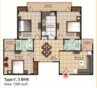 3 BHK Apartment 1385 Sq.ft. for Sale in Dhanuha, Allahabad