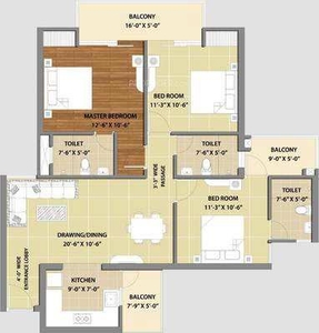 3 BHK Apartment 1395 Sq.ft. for Sale in