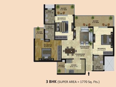 3 BHK Apartment 1504 Sq.ft. for Sale in