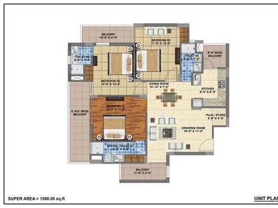 3 BHK Apartment 1588 Sq.ft. for Sale in