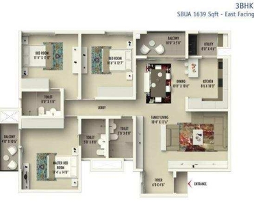 3 BHK Apartment 1639 Sq.ft. for Sale in