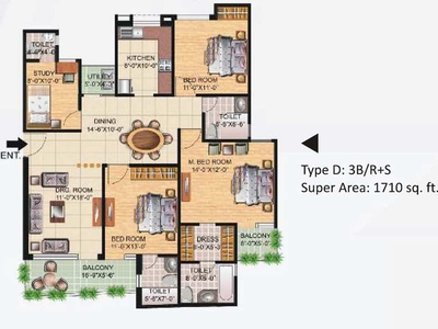 3 BHK Apartment 1710 Acre for Sale in