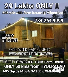 Ready farm house in 605 yards, at Vikarabad only 50 km from Kondapur