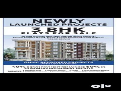 3bhk flats for sale at Quli Qutub shah Colony Tolichowki Near Azaan Sc