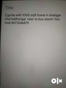 2.25 gunta plot with 1000 sqft home in shatigar chal