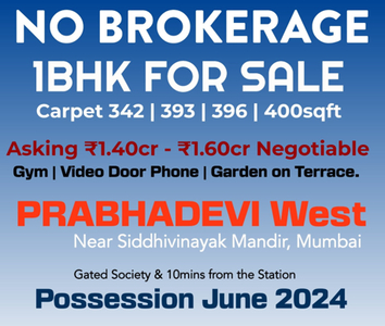 1 BHK Residential Apartment 400 Sq.ft. for Sale in Elphinstone, Prabhadevi, Mumbai