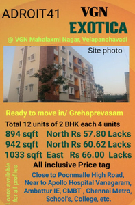 2 BHK Apartment 894 Sq.ft. for Sale in Vellappanchavadi,