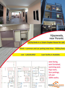 4 BHK House & Villa 3300 Sq.ft. for Sale in Poranki, Vijayawada