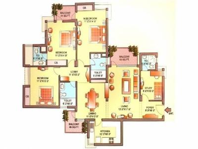 2061 sq ft 3 BHK 4T Apartment for rent in Orchid Petals at Sector 49, Gurgaon by Agent Bliss Estates