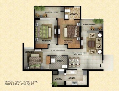 3 BHK Apartment 1534 Sq.ft. for Sale in