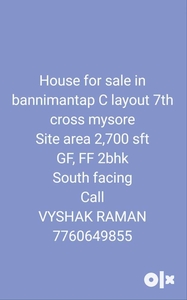 House for sale in bannimantap 'C' layout 7th cross mysore