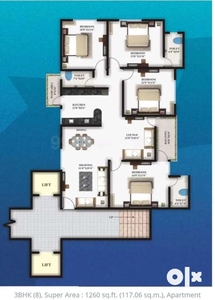 New 3bhk flat available for sale in Covered Campus Katara hills