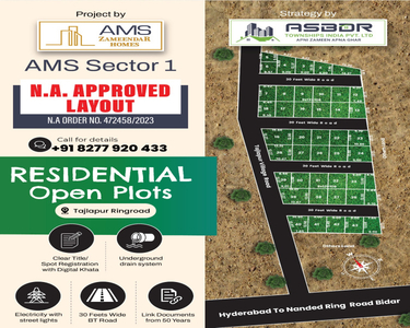 Residential Plot 1162 Sq.ft. for Sale in Tajlapur, Bidar