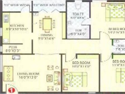 1625 sq ft 3 BHK 2T Apartment for sale at Rs 86.50 lacs in Jaiveer Residency in LB Nagar, Hyderabad