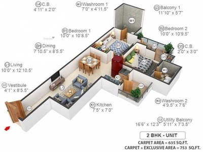 825 sq ft 2 BHK 2T Apartment for rent in Suncity Avenue 76 at Sector 76, Gurgaon by Agent manish