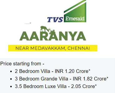 1519 sq ft 2 BHK 2T Under Construction property Villa for sale at Rs 1.24 crore in TVS Rejoice At TVS Emerald Aaranya in Medavakkam, Chennai