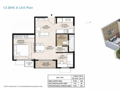 560 sq ft 1 BHK 1T North facing Apartment for sale at Rs 25.03 lacs in Mahindra Happinest MWC in Thirumalpur, Chennai