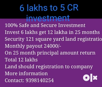 Get 12 lakhs in 25 months investment on 6 lakhs @ Hyderabad