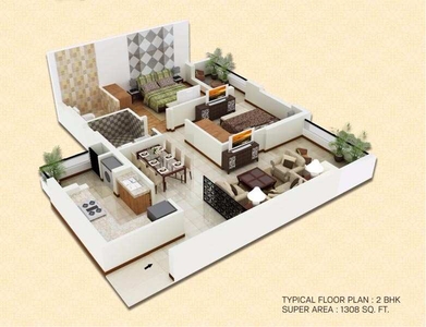 2 BHK Apartment 1308 Sq.ft. for Sale in