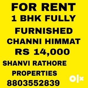 1 bhk fully furnished for Rent Channi Himmat