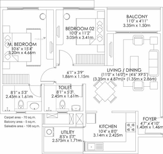 1143 sq ft 2 BHK 2T Under Construction property Apartment for sale at Rs 83.00 lacs in Godrej Aqua in Bagaluru Near Yelahanka, Bangalore