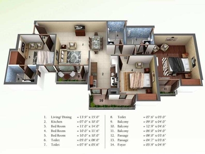 3 BHK Apartment 1470 Sq.ft. for Sale in Sector 117 Noida