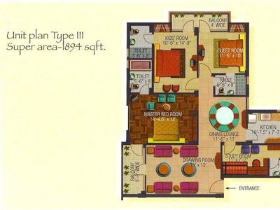 3 BHK Apartment 1894 Sq.ft. for Sale in