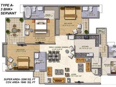3 BHK Apartment 2290 Sq.ft. for Sale in